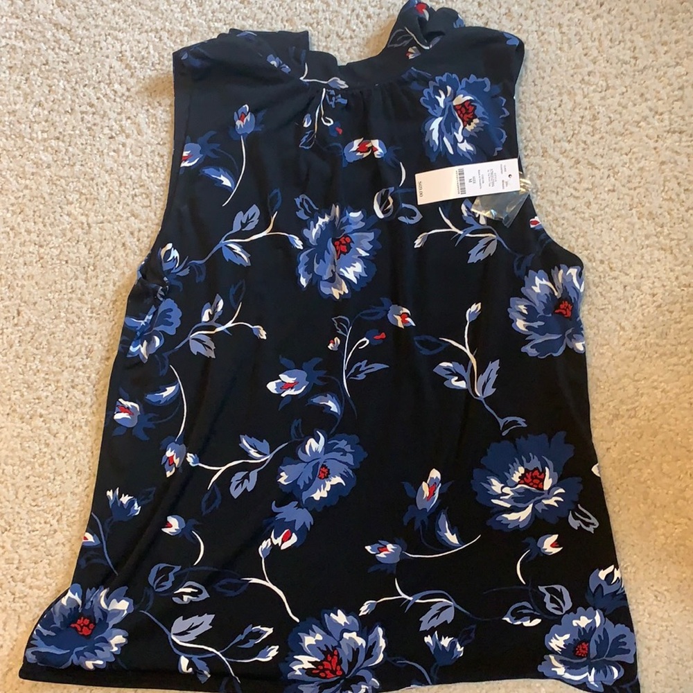 White House Black Market SL Tie Print Top